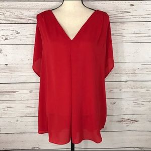 I.N.C. Women’s Red, Short Sleeve Blouse